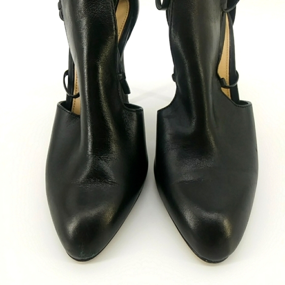 Zara Woman Genuine Leather Strappy Heeled Black Booties 35 - Picture 4 of 13